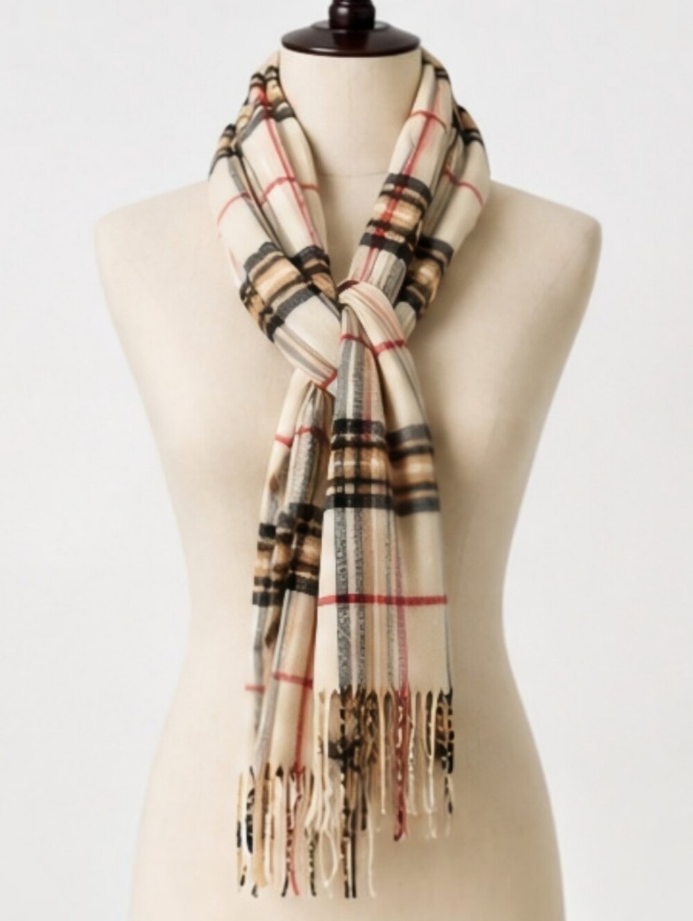 V Fraas Casmink Plaid Scarf 70 x 10 Made in Germany